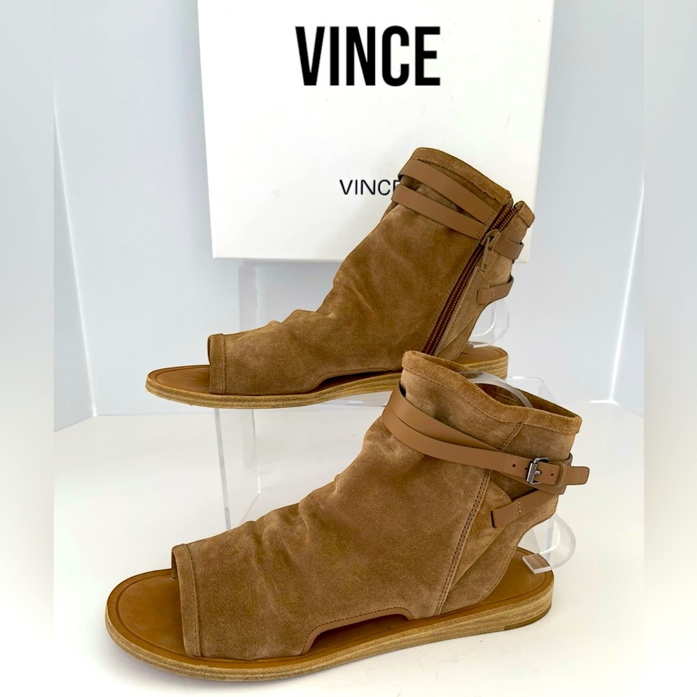 VINCE Thalia tan Suede leather Slouchy gladiator Sandal Womans Size 9